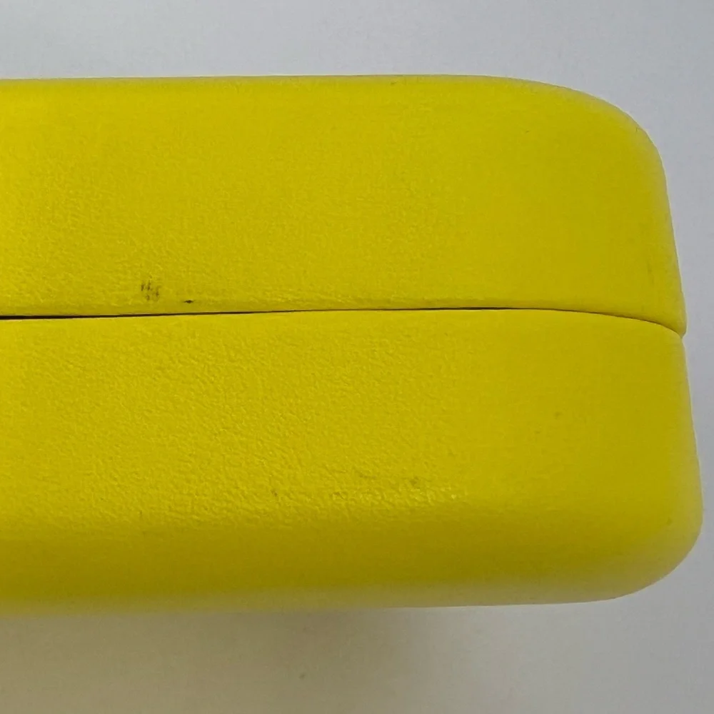 MARC JACOBS YELLOW GLASSES CASE, BLACK VELVET INTERIOR WITH BLACK & WHITE CLOTH